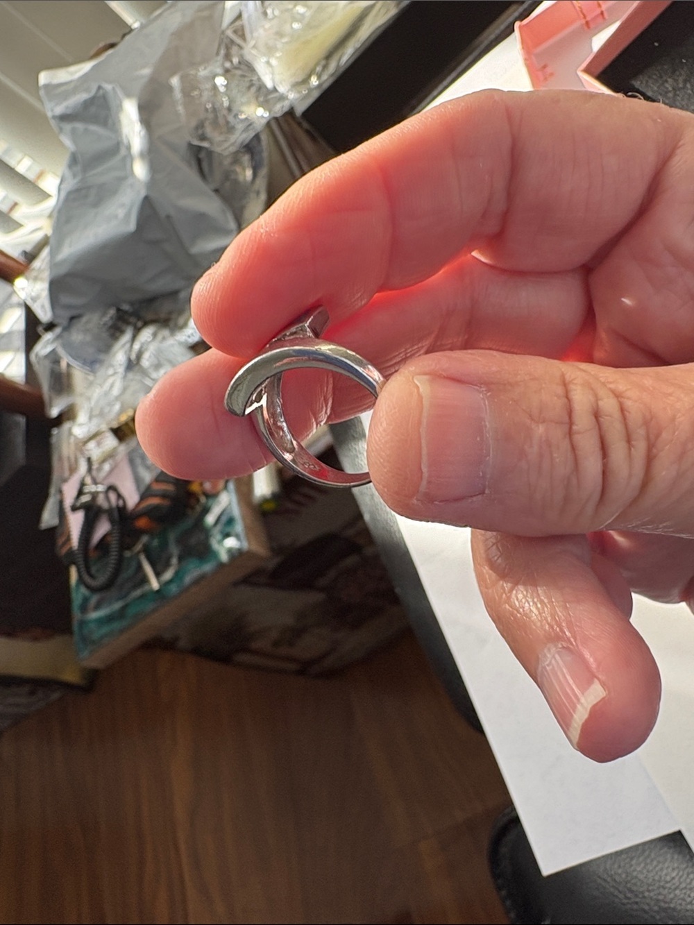 Vintage 925 Sterling Ring with Green/Blue Opal Inlay and Cubic Zirconia Ring - Picture 6 of 7